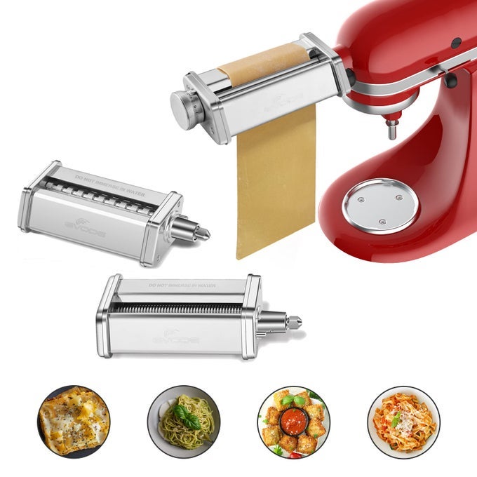 PASTA ATTACHMENT FOR KITCHENAID STAND MIXER INCLUDED PASTA SHEET ROLLER SPAGHETTI CUTTER AND FETTUCCINE CUTTER PASTA MAKER STAINLESS STEEL ACCESSORIES 3PCS BY