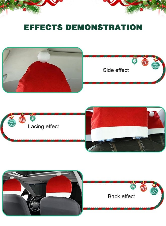 4-Piece Santa Claus hat car seat headrest Cover Cute car Decoration Interior Accessories-car Christmas Decorations-Functional car Decoration, Suitable for Most car headrests (Red-4pcs) - Image 4