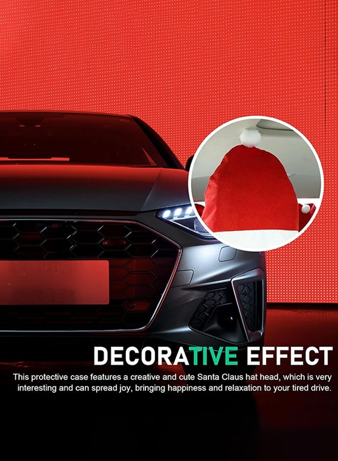 4-Piece Santa Claus hat car seat headrest Cover Cute car Decoration Interior Accessories-car Christmas Decorations-Functional car Decoration, Suitable for Most car headrests (Red-4pcs) - Image 3