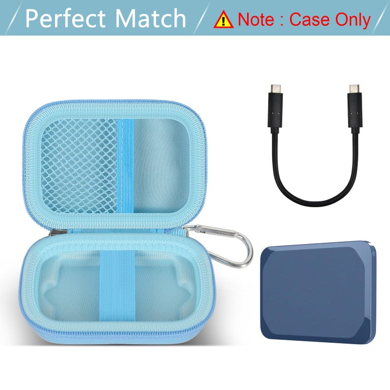 ANKHOH Carrying Case Compatible with Crucial X10/ X9 Pro 4TB/ 2TB/ 1TB Portable SSD, External Solid State Drive Hard Storage Holder Bag Fits for USB-C Cable (Box Only) (Blue) - Image 2