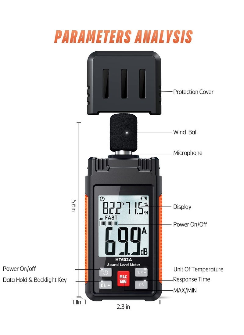 Generic - Protmex Sound Level Meter, 30-130dBA 30Hz-8KHz Decibel Meter with Large LCD Screen, Temperature and Humidity Measuring, A Weighting Mode, MAX/MIN, Fast/Slow, Data Hold, Backlight, Auto-Off Functions - Image 1