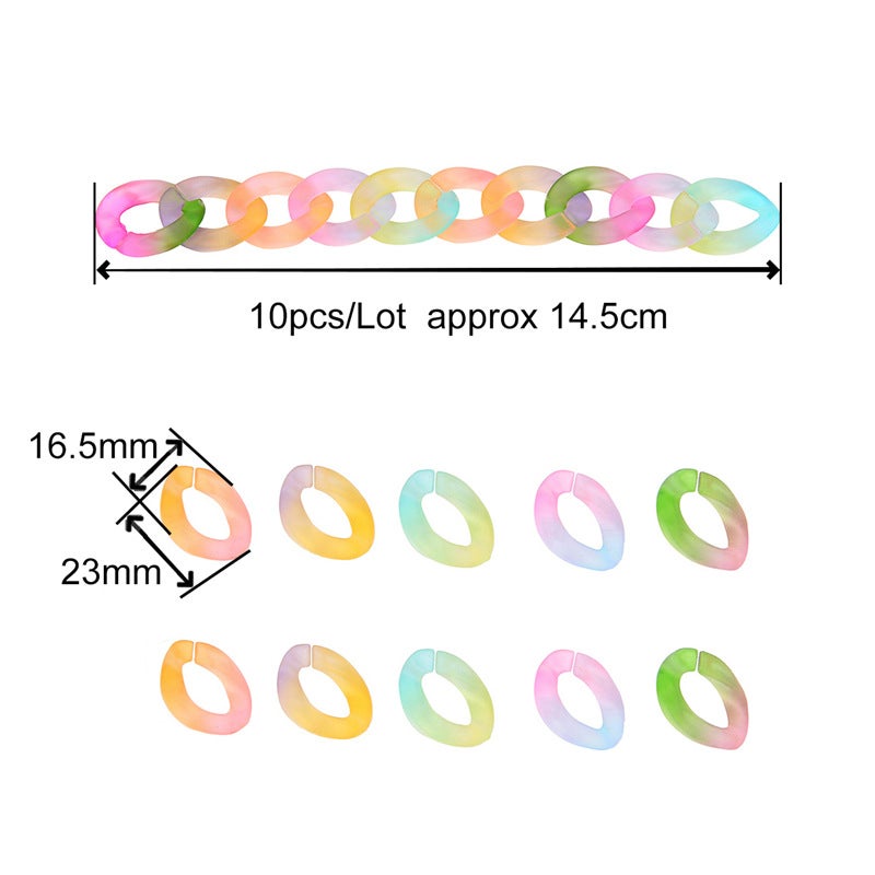Generic Colorful Acrylic Open Chain Key Rings DIY Jewelry Mixed color 10 size 16.5x 23mm thickness of about 5mm