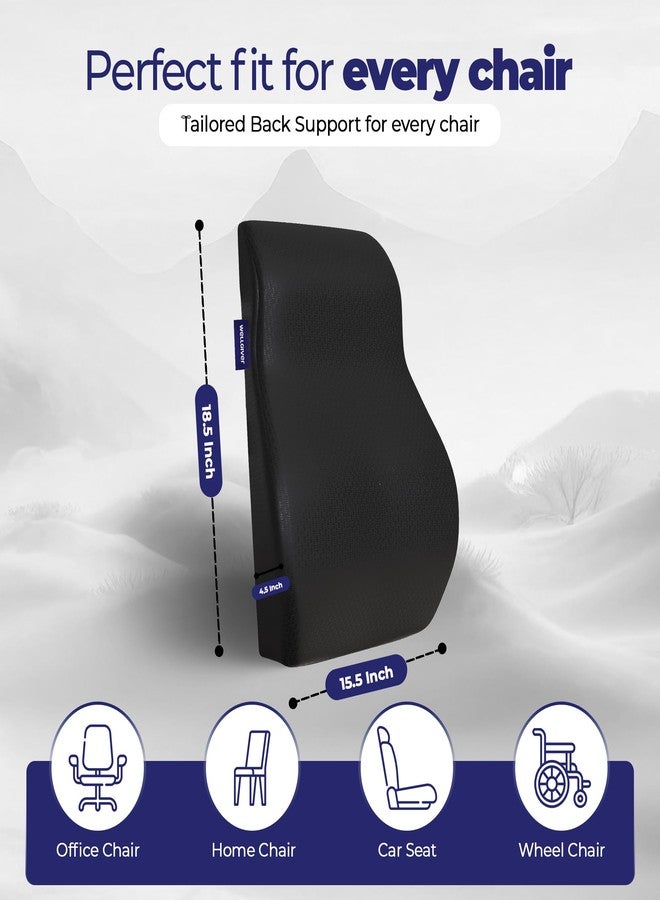 WELLGIVER Memory Foam Lumbar Support Pillow for Office Chair & Car Seat - Ergonomic Back Cushion for Lower Back Pain Relief, Posture Support & Comfortable Long Sitting - Image 2