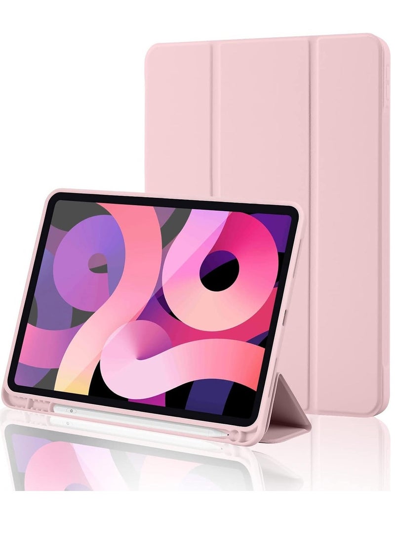 JAJEEK iPad 10th Generation Case 2022 with Pencil Holder - Soft TPU Back Protective Smart Trifold Stand Cover for iPad 10.9 Inch (10th Gen), Auto Wake/Sleep - Pink - Image 1