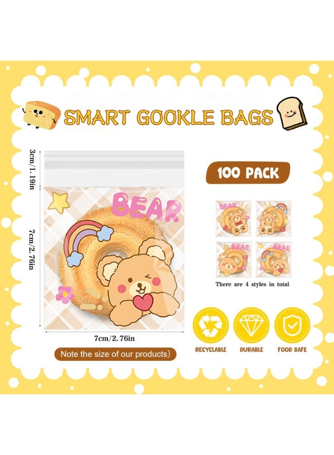 روعة 100 قطعة أكياس ملفات تعريف الارتباط لطيفة ذاتية الختم ، أكياس وجبات خفيفة ذاتية اللصق مقاس 7 × 7 سم ، أكياس هدايا من السيلوفان المسطحة لحفلات الأطفال ، أكياس حلوى الزفاف ، أكياس الحلوى ، أكياس التخزين ، أكياس تغليف وتخزين المواد الغذائية الشفافة ، (متعددة الأنماط ، صديقة للبيئة) - Image 2