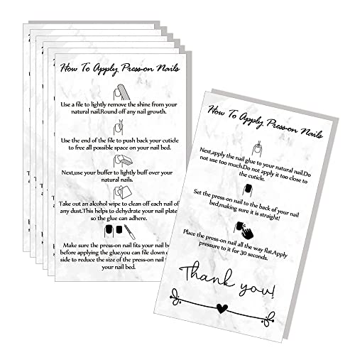 jepuyaya PressOn Nail Application Instructions Cards Aftercare Instructions Cards DIY PressOn Nail Kit 50 Pack 2 x 35 inch Business Card Size - Image 1