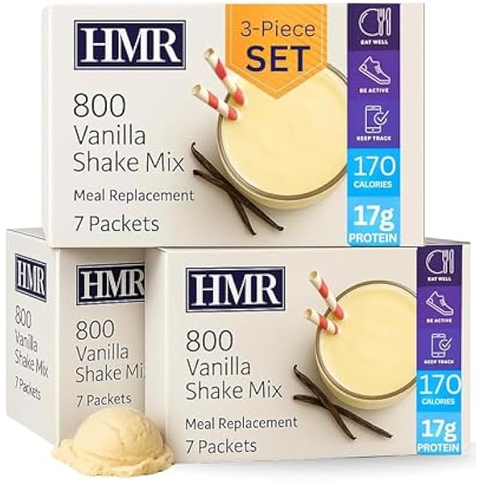 HMR 3-Pack HMR 800 Shake Meal Replacement Mix | Vanilla Shake Powder to Support Healthy Weight Loss | 17g of Protein | Easy to Make | Low Calorie Food | Triple Pack, 21 Single Serves - Image 1