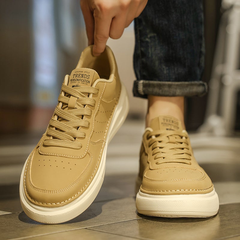 Small White Shoes Men'S Explosions Summer Breathable All-Match Sneakers Genuine Leather Working Shoes Sports Casual White Shoes - Image 3