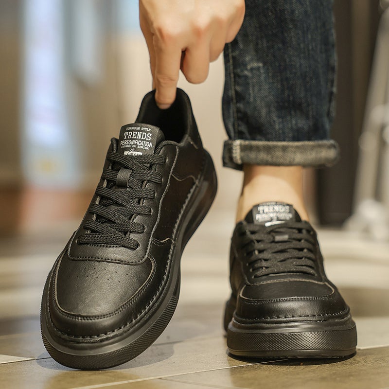 Small White Shoes Men'S Explosions Summer Breathable All-Match Sneakers Genuine Leather Working Shoes Sports Casual White Shoes - Image 4