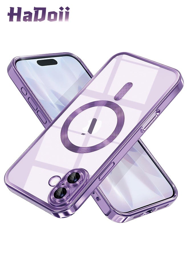 HaDoii iPhone 17 Case Cover with Full Camera Lens Protector(Compatible with MagSafe)(Shockproof Military Grade Drop Protection) , Soft Clear Phone Case for iPhone 17, Deep Purple - Image 1