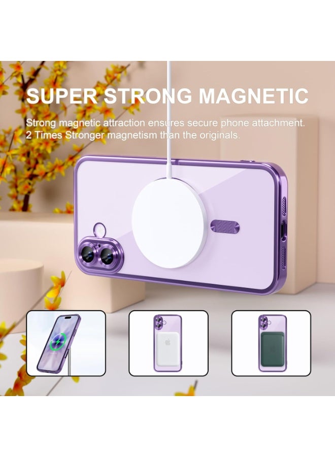 HaDoii iPhone 17 Case Cover with Full Camera Lens Protector(Compatible with MagSafe)(Shockproof Military Grade Drop Protection) , Soft Clear Phone Case for iPhone 17, Deep Purple - Image 4