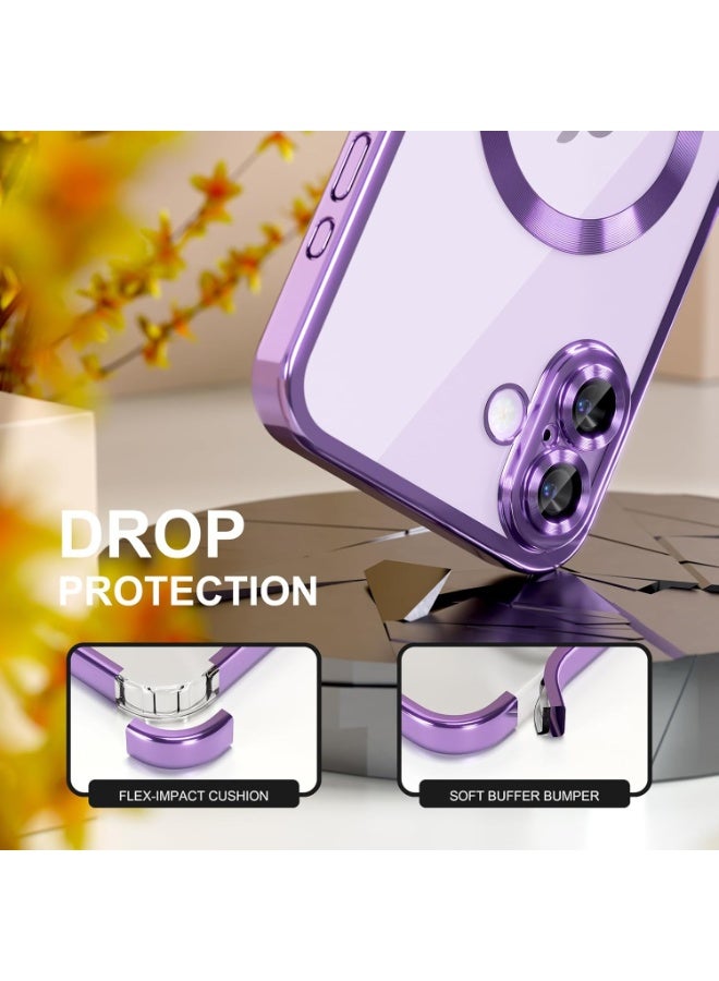 HaDoii iPhone 17 Case Cover with Full Camera Lens Protector(Compatible with MagSafe)(Shockproof Military Grade Drop Protection) , Soft Clear Phone Case for iPhone 17, Deep Purple - Image 5