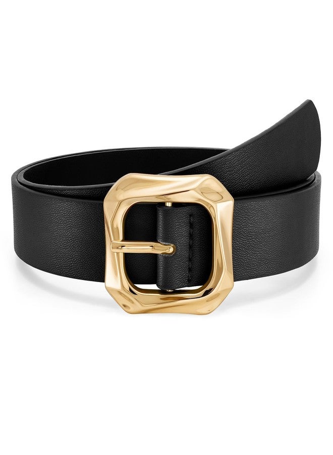 ويبي حزام نسائي من الجلد من WHIPPY، مزود بإبزيم ذهبي، حزام خصر أنيق وعصري مناسب للجينز والسراويل والفساتين، أسود، مقاس XS - Image 1