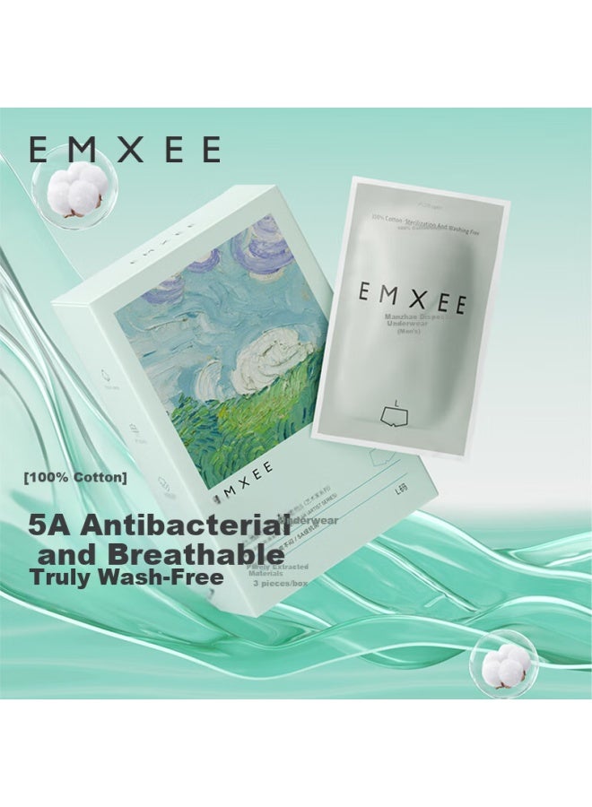 Emxee Men's Disposable Underwear Sterilized Boxer Shorts Plus Size Travel Non-wash Business Trip Independent Packaging 3 Boxes 9 Pairs XL - Image 1