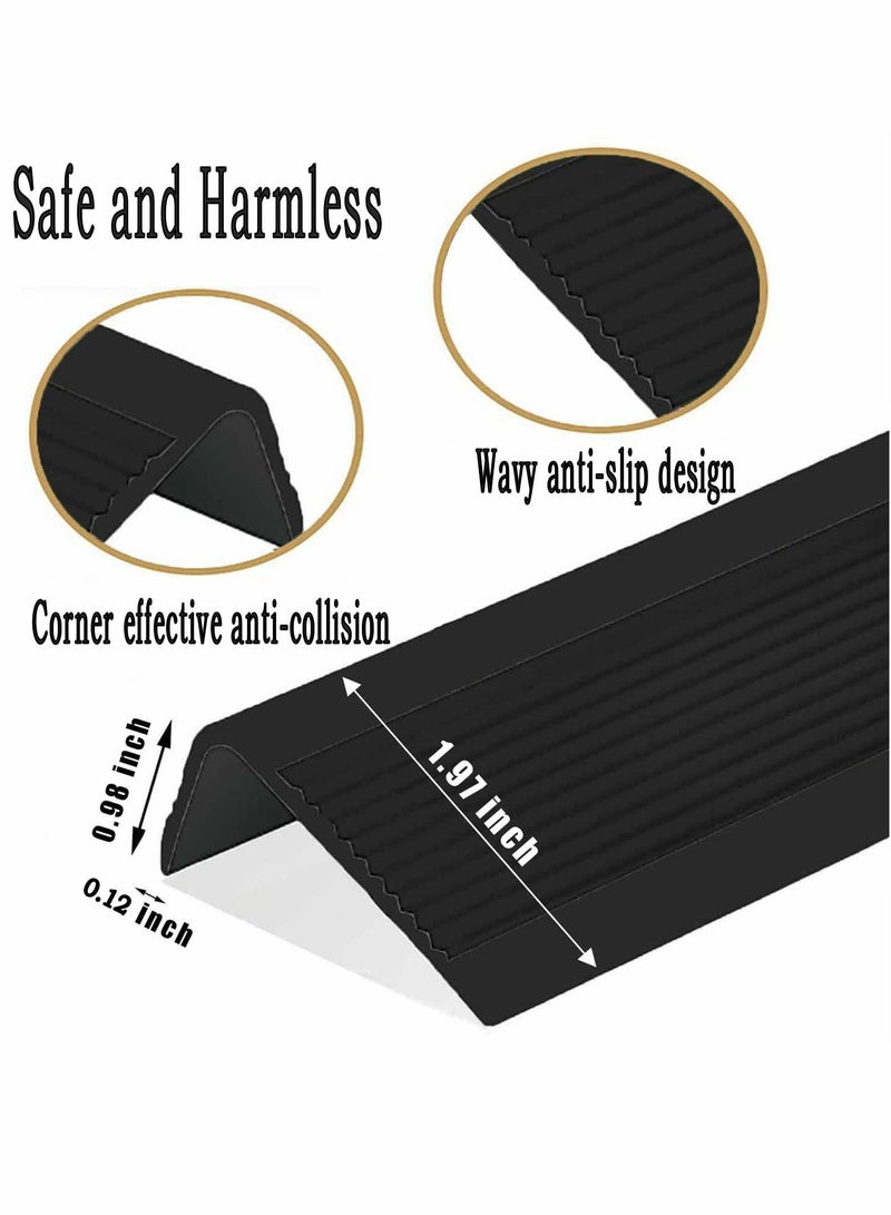 Stair Leading Edge Protector, Waterproof Anti-Slip Rubber Step Adhesive Decorative Protection Strip for Home School Nursing Indoor and Outdoor Steps(Black) - Image 2