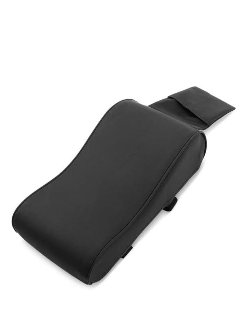 AUTOMAZE Center Console Armrest Thick Cushion,Soft Memory Foam PU Leather Height Arm Rest Pad with Phone Pocket Storage Bag