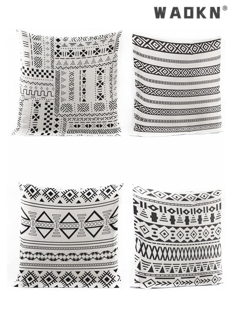 WAOKN - Selected Set Of 4 Cushion Covers (45cm Square) With Hidden Side Zipper And Modern Patterns - Decorative Pillow Cases That Add Color To Your Bed, Sofa, And Lounge Chair - Image 1