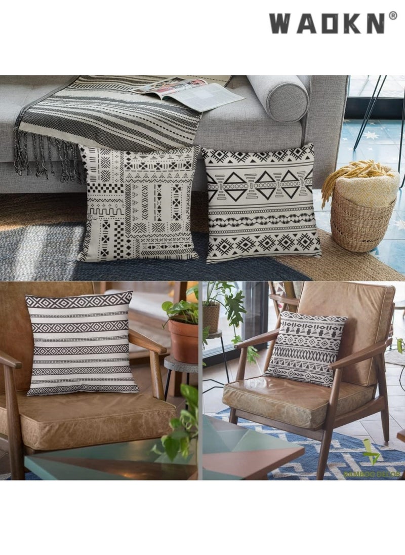 WAOKN - Selected Set Of 4 Cushion Covers (45cm Square) With Hidden Side Zipper And Modern Patterns - Decorative Pillow Cases That Add Color To Your Bed, Sofa, And Lounge Chair - Image 1
