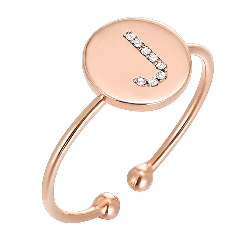 PAVOI 14K Rose Gold Plated Initial Ring Stackable Rings for Women | Fashion Rings - J Ring - Image 5