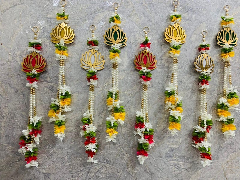 RAHINI CRAFT RAHINI CRAFT Pink Gold Lotus Flower Wall Decor Decorative Hanging for Home Mandir Wedding Diwali Navratri Set of 8 Gold  - Image 1