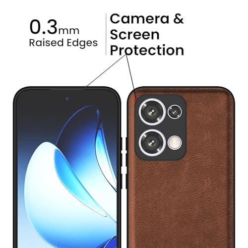 Kapa Tux Leather Back Cover for Oppo Reno 13 5G | Slim Shockproof Camera Protection Bumper Case (Brown) - Image 4