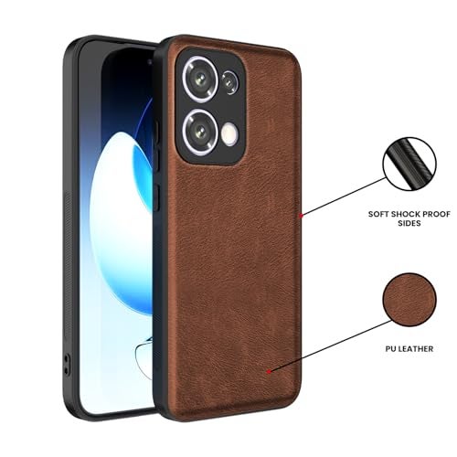 Kapa Tux Leather Back Cover for Oppo Reno 13 5G | Slim Shockproof Camera Protection Bumper Case (Brown) - Image 3