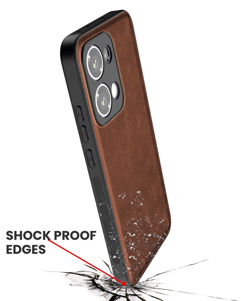 Kapa Tux Leather Back Cover for Oppo Reno 13 5G | Slim Shockproof Camera Protection Bumper Case (Brown) - Image 5