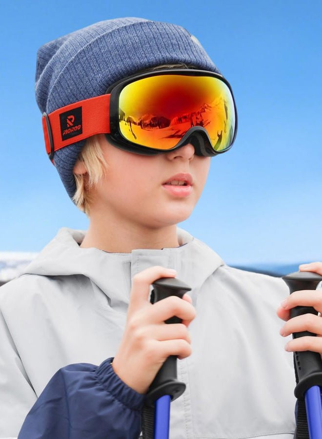 RIOROO Kids Ski Goggles, Toddler Ski Goggles Snowboard Goggles For Boys Girls Aged 3-14, 100% UV Protection OTG Ski Goggles - Image 2