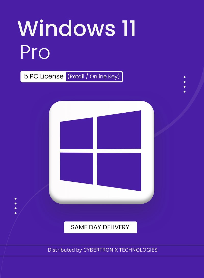 Windows Microsoft Windows 11 Pro | 5 PC License (Retail / Online Key) | SAME DAY DELIVERY