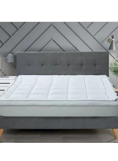 Donetella Hotel Mattress Topper Single Size120x200x30+14 cm And 1500 GSM With Supersoft Brushed Micrfiber Fabric (Fitted Style),White