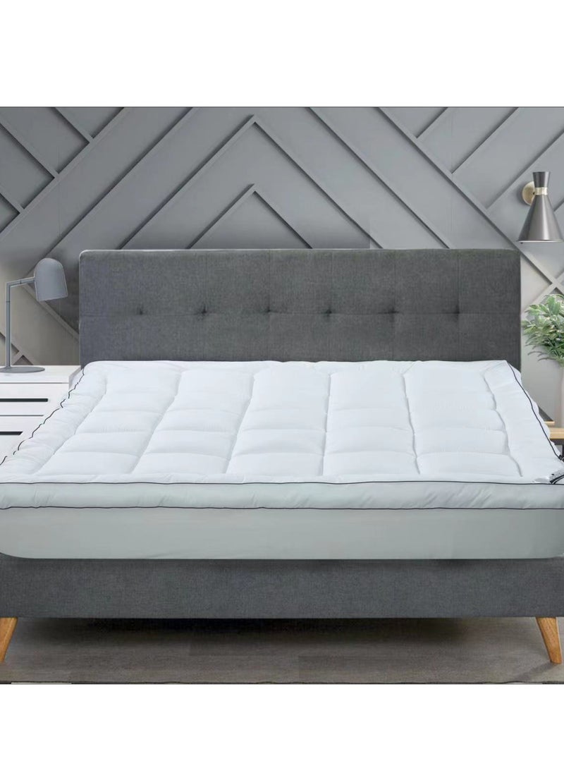 Donetella - Hotel Mattress Topper Single Size120x200x30+14 cm And 1500 GSM With Supersoft Brushed Micrfiber Fabric (Fitted Style),White - Image 1