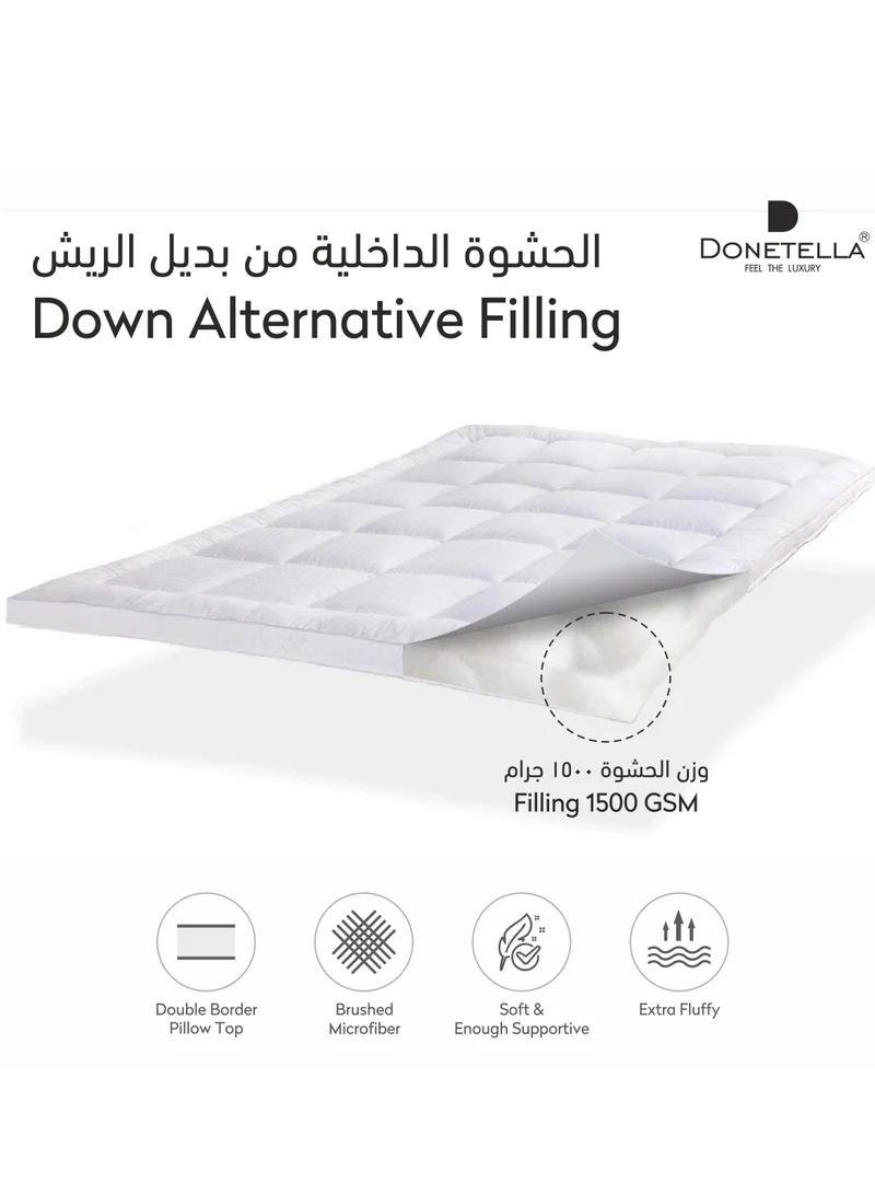 دوناتيلا مرتبة الفندق مقاس مفرد 120 * 200 * 30 + 14 سم و 1500 جرام في المتر المربع مع قماش من الألياف الدقيقة المصقول فائق النعومة (طراز مناسب) ، أبيض