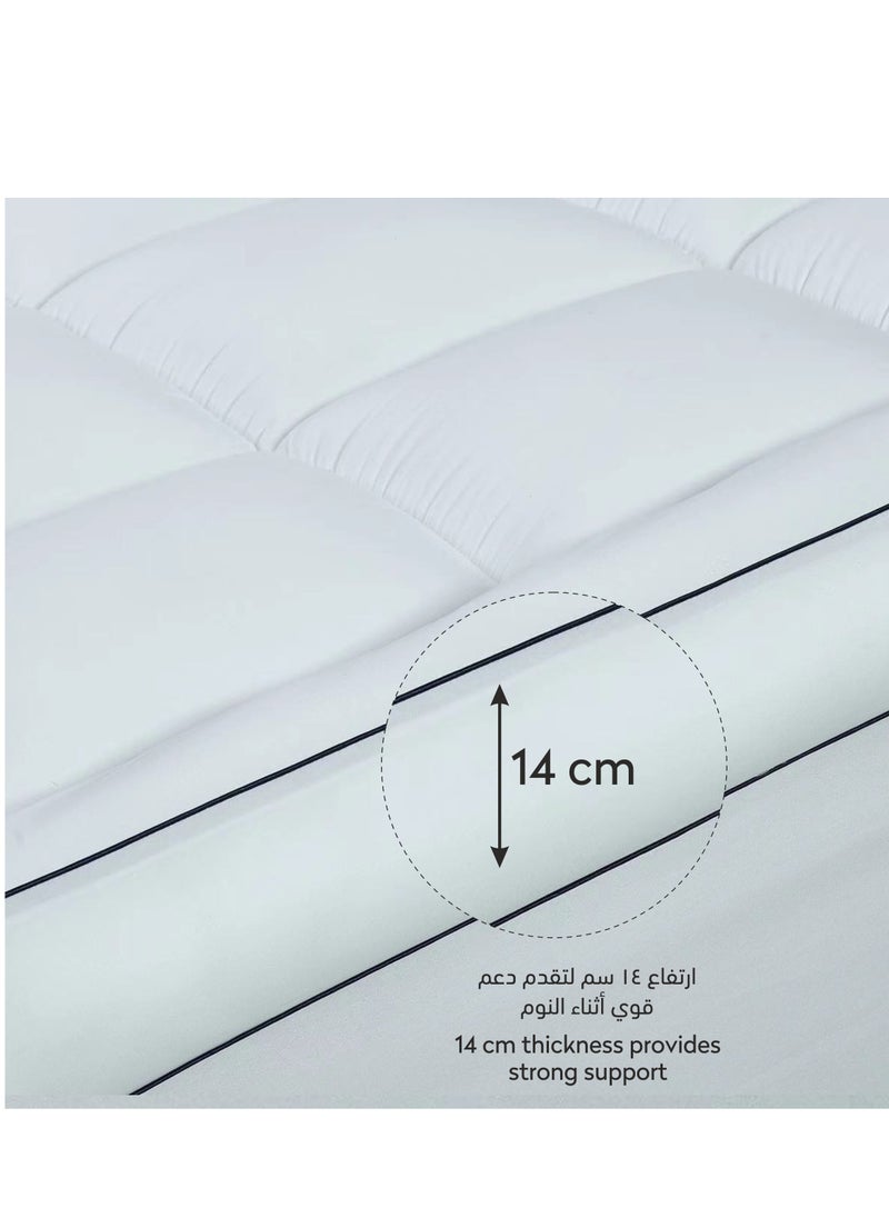 Donetella - Hotel Mattress Topper Single Size120x200x30+14 cm And 1500 GSM With Supersoft Brushed Micrfiber Fabric (Fitted Style),White - Image 1