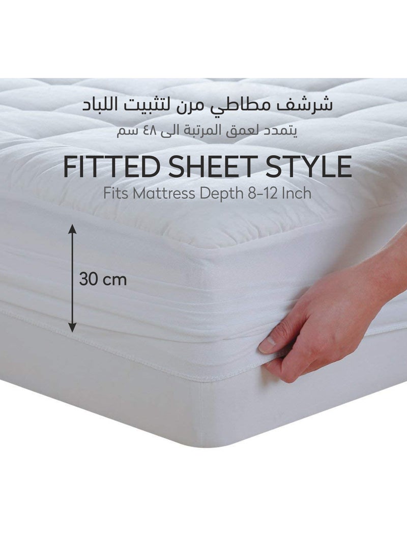 Donetella - Hotel Mattress Topper Single Size120x200x30+14 cm And 1500 GSM With Supersoft Brushed Micrfiber Fabric (Fitted Style),White - Image 1