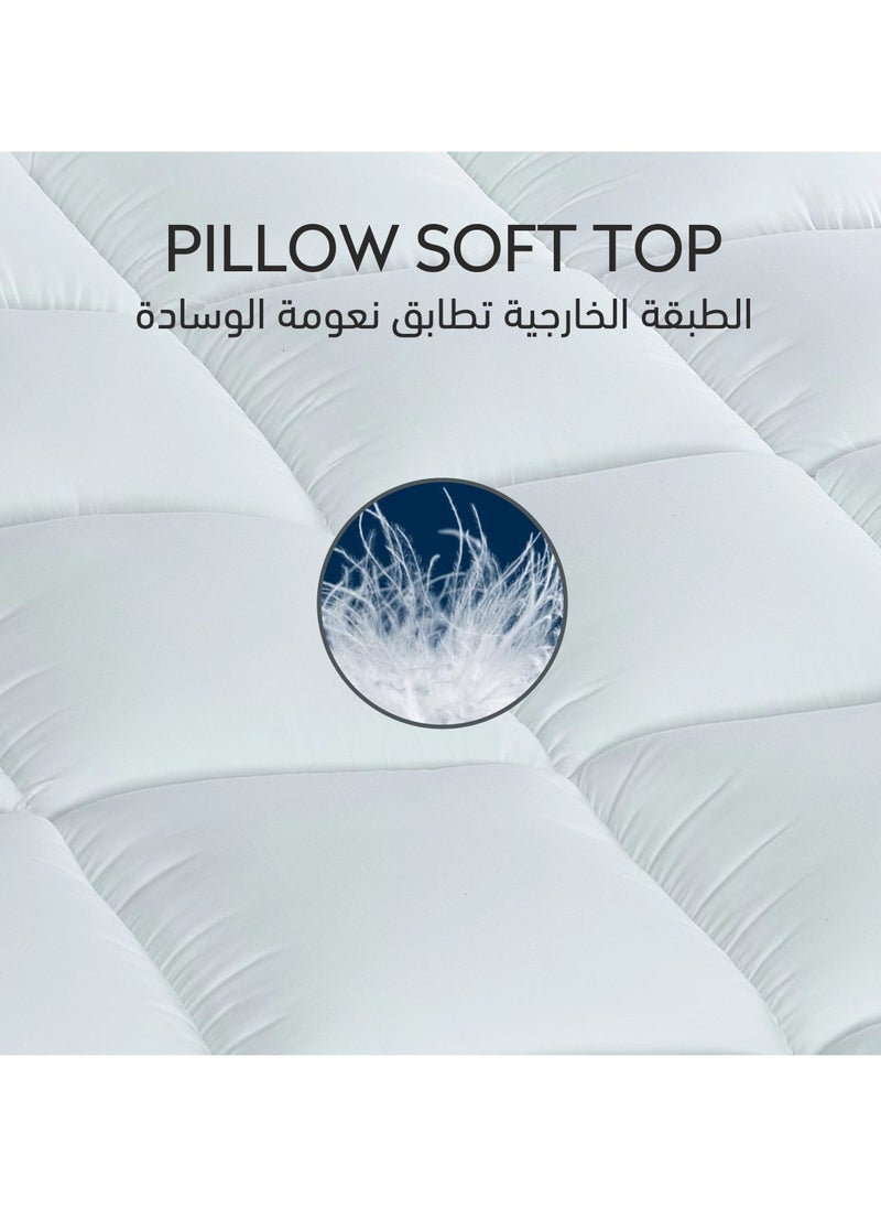 Donetella - Hotel Mattress Topper Single Size120x200x30+14 cm And 1500 GSM With Supersoft Brushed Micrfiber Fabric (Fitted Style),White - Image 1