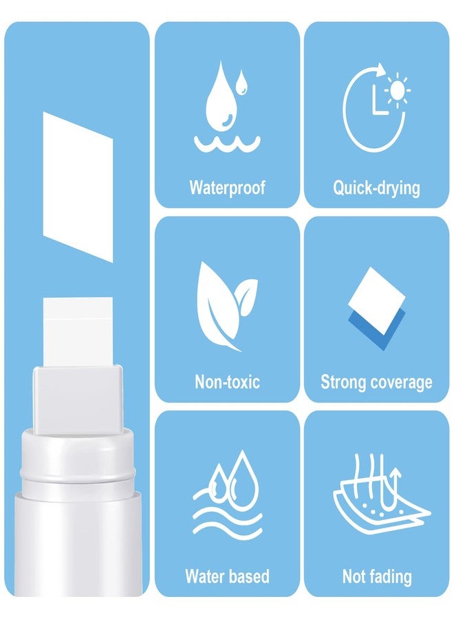 FUMILE 5 Pcs White Jumbo Poster Marker,15mm Wide Tip Thick Acrylic Paint Pen Paint Markers,White Graffiti Markers for Poster,Glass,Rock Painting,Ceramic,Wood,Murals and Canvas - Image 3