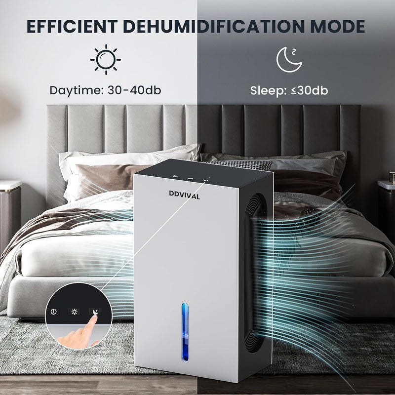 SUPVOX 2.3L Dehumidifier, Silent Indoor Dehumidifier, with Auto Shut-off and 2 Working Modes Portable Dehumidifier, with Color LED Light and Transparent Water Tank Desk Dehumidifier for Home & Office - Image 4
