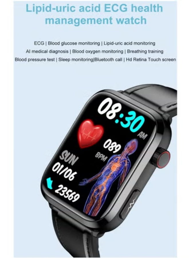 AROAQ New Lipids Uric Acid ,Glucose Smart Watch Men ECG+PPG Fitness Tracker Clock Heart Rate Bluetooth call Smartwatch  - Image 2