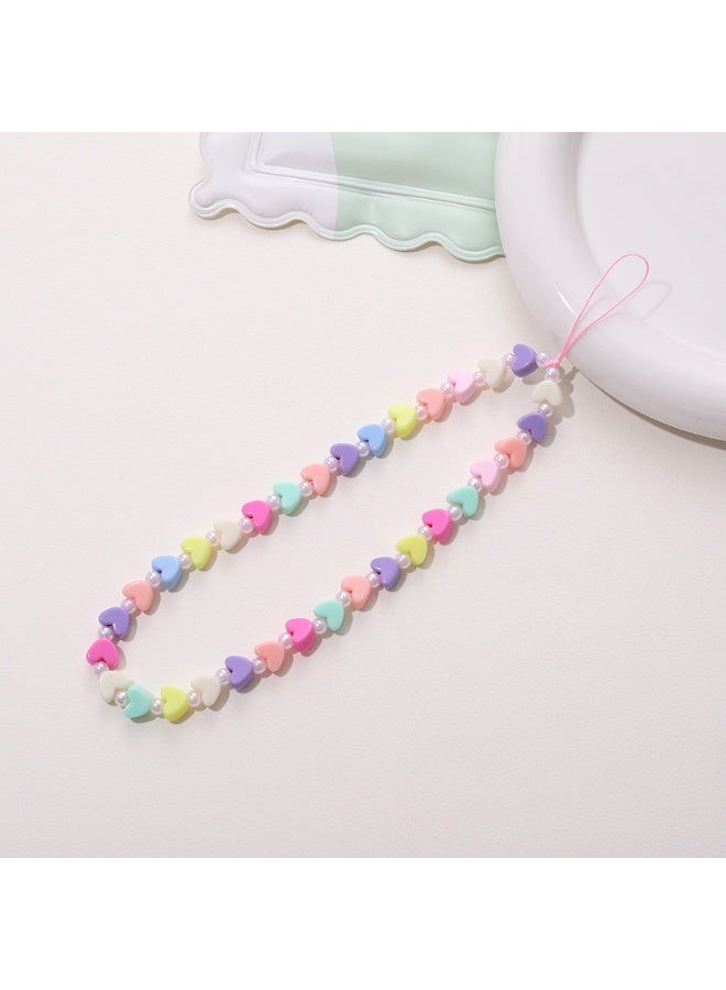 NIBEMINENT Phone Charm/ Chain Strap for Women Girls, Colorful Love Cell Phone Case Lanyard Wrist Strap - Image 1