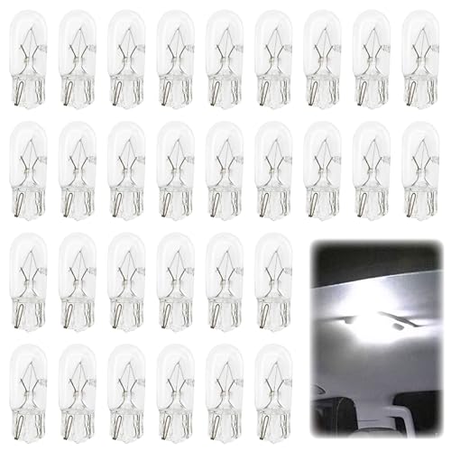 Sixzoo 30 PCS 194 Light Bulb 14 Wedge Base 12V 5W Clear T10 Car Flat Foot Mini Lights 168 2825 W5W Miniature Bulb License Plate Side Marker Light Bulb for Brake Light Turn Signal Bulbs Dome Map Light - Image 1
