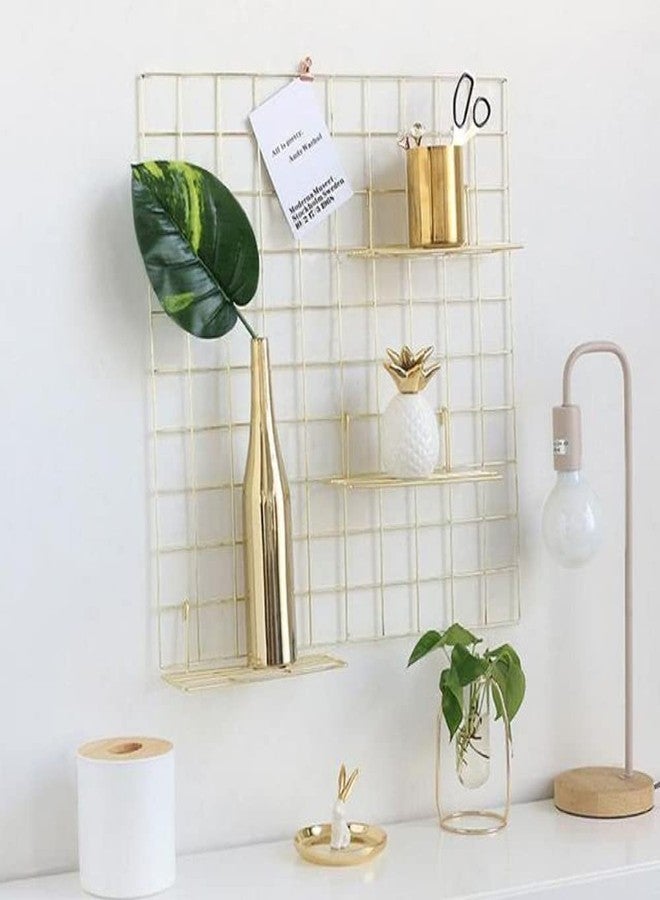 Pixie Daisy Metal Photo Frame Display Grid Wall Mount Picture Organizer,Mesh Frame Grid,Multi-Color Hanging Frame|Clip Holder Photo Frame|Memory Photo|Home Decor|Deginer Wall Décor for Home|40&40cm| (Gold) - Image 1