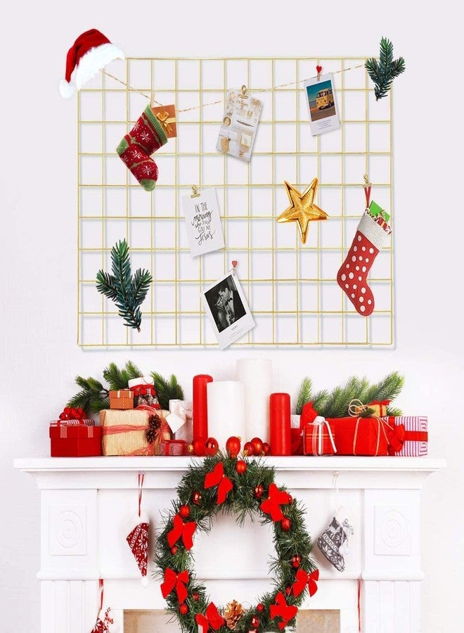 Pixie Daisy Metal Photo Frame Display Grid Wall Mount Picture Organizer,Mesh Frame Grid,Multi-Color Hanging Frame|Clip Holder Photo Frame|Memory Photo|Home Decor|Deginer Wall Décor for Home|40&40cm| (Gold) - Image 4