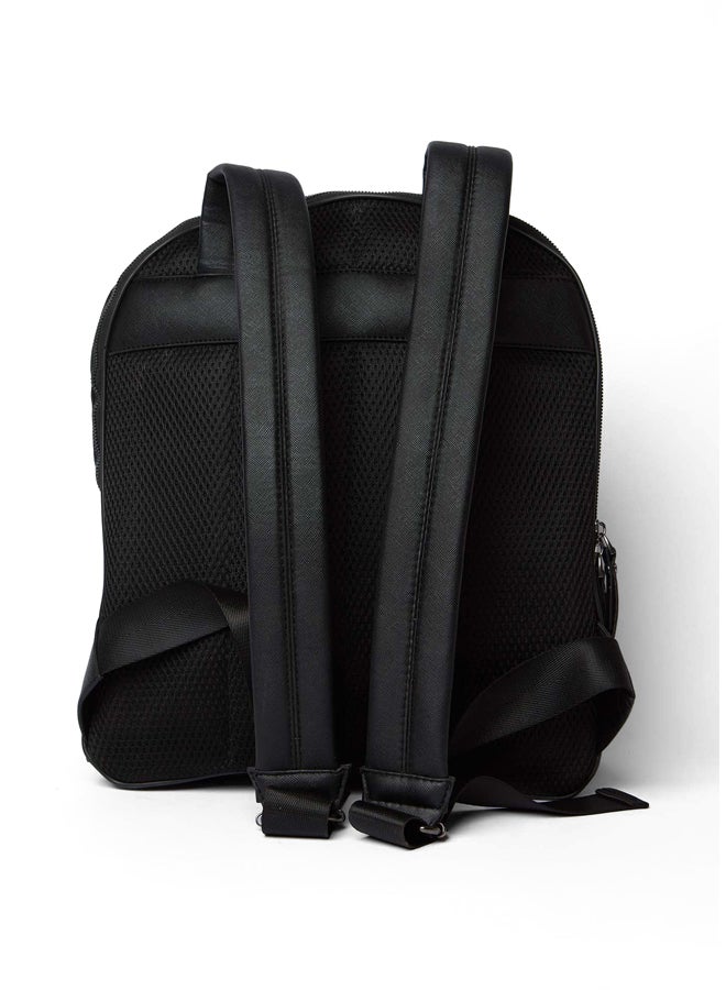 DALYDRESS Fancy Logo Embellished Faux Leather Backpack With Leather Strap And Front Zipper  - Image 4