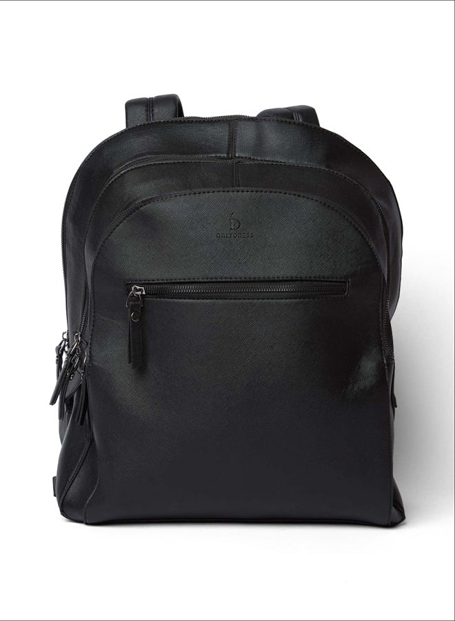 DALYDRESS Fancy Logo Embellished Faux Leather Backpack With Leather Strap And Front Zipper  - Image 1