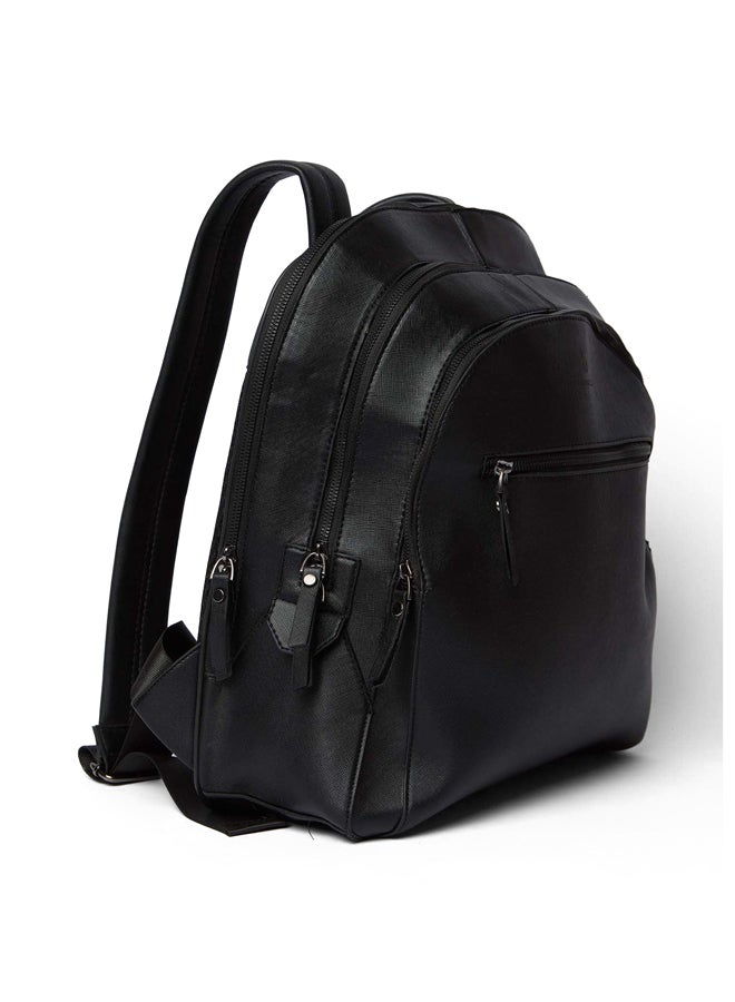 DALYDRESS Fancy Logo Embellished Faux Leather Backpack With Leather Strap And Front Zipper  - Image 3