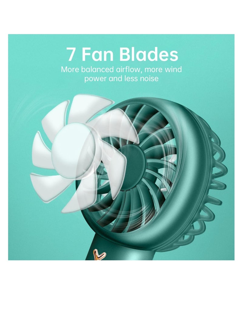 ECVV مروحة يدوية محمولة من ECVV، مروحة جيب قابلة لإعادة الشحن بقوة 1200 مللي أمبير في الساعة، مروحة USB بثلاث سرعات قابلة للتعديل لتوزيع الهواء للمنزل والمكتب والأماكن الداخلية والخارجية (أخضر) - Image 3