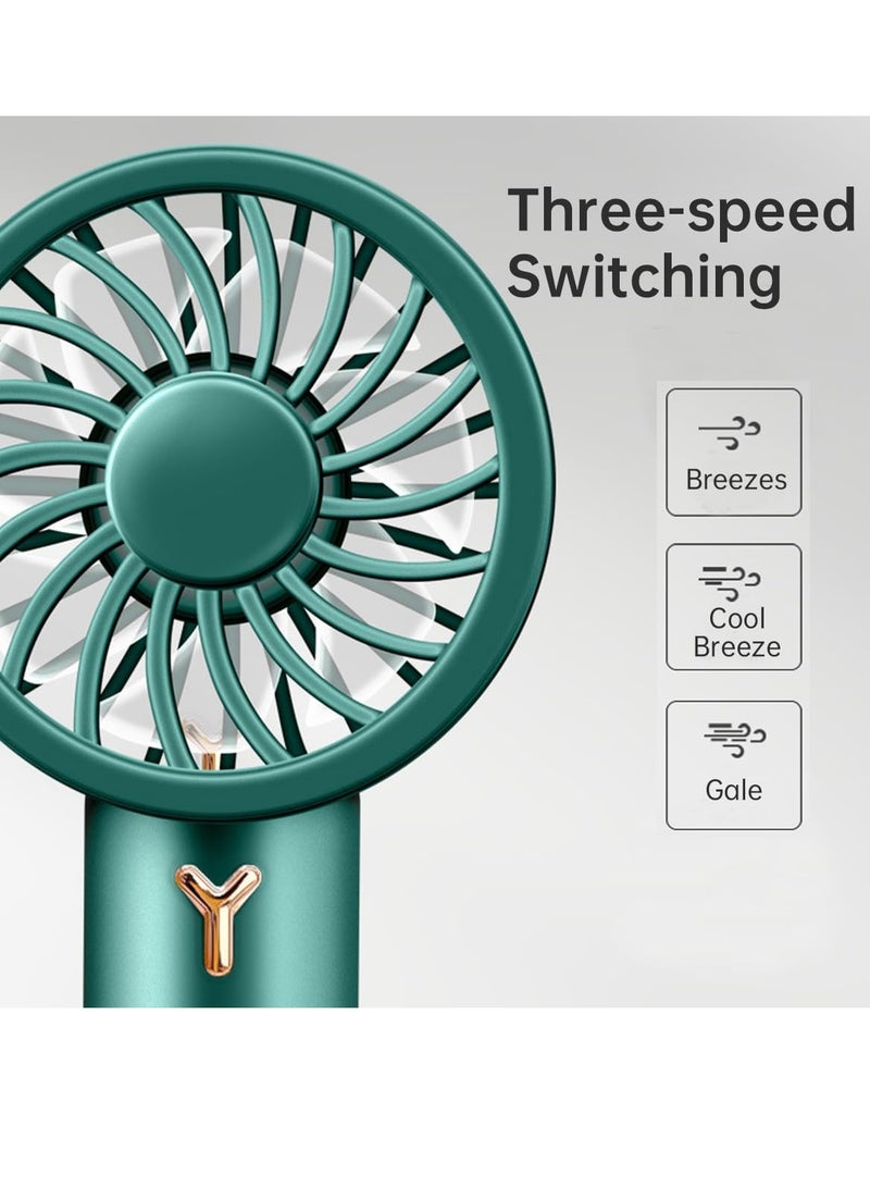 ECVV مروحة يدوية محمولة من ECVV، مروحة جيب قابلة لإعادة الشحن بقوة 1200 مللي أمبير في الساعة، مروحة USB بثلاث سرعات قابلة للتعديل لتوزيع الهواء للمنزل والمكتب والأماكن الداخلية والخارجية (أخضر) - Image 4