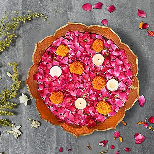 The Purple Tree Beautiful Handcrafted Lotus Urli Bowl for Diwali (Pack of 1, 30 cm) Decorative Bowl for Floating Flowers and Tea Light Candles Home, Tr - Image 2