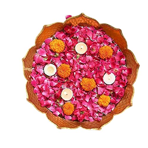 The Purple Tree Beautiful Handcrafted Lotus Urli Bowl for Diwali (Pack of 1, 30 cm) Decorative Bowl for Floating Flowers and Tea Light Candles Home, Tr - Image 5