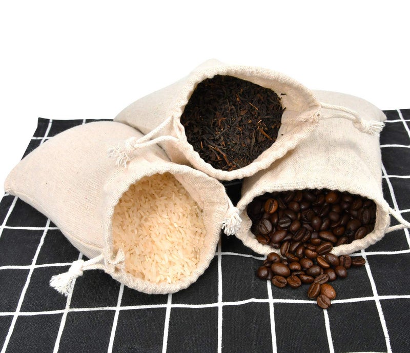 calary 50pcs Double Canvas Drawstring Gift Bag Cotton Pouch Gift Sachet Bags Muslin Bag Reusable Tea Bag 5x7 Inch - Image 4